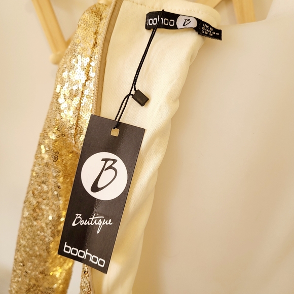 BOOHOO BOUTIQUE Gold Sequin Bodycon Dress (s6) Eliza BNWT - Picture 11 of 15